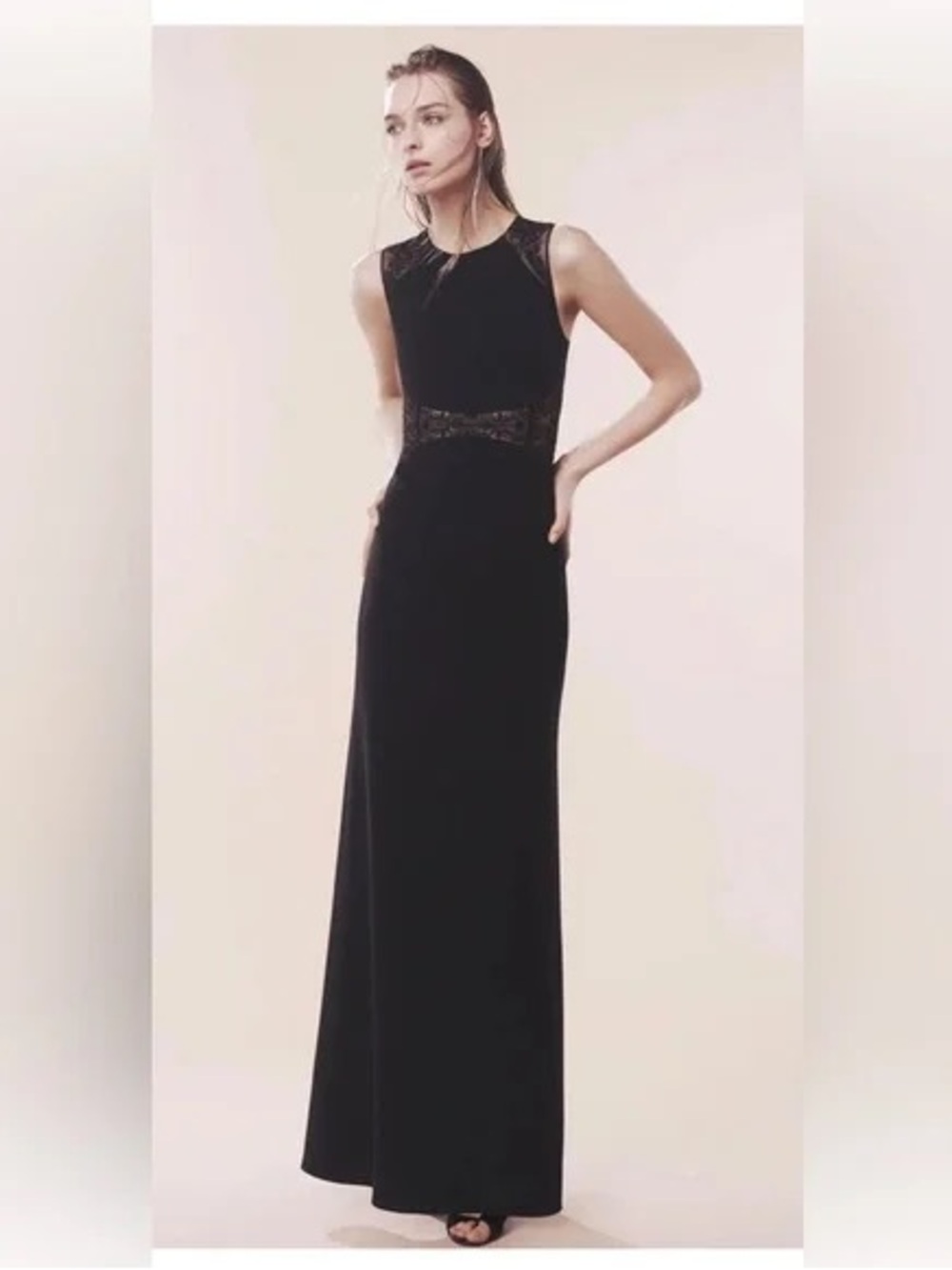 BCBG MaxAzria Maryana Sleeveless Black Lace Maxi Dress Size 8 Long Formal